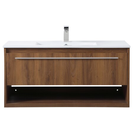 40 Inch Single Bathroom Floating Vanity In Walnut Brown